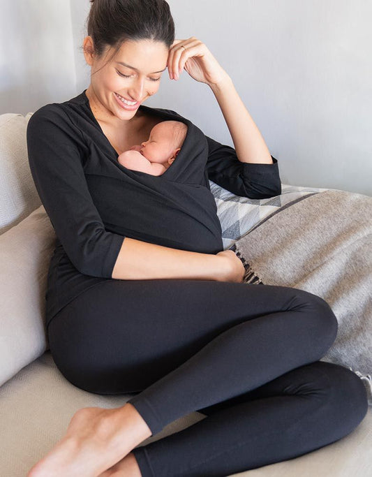 Women Seraphine Essentials Black Cotton Skin To Skin Top