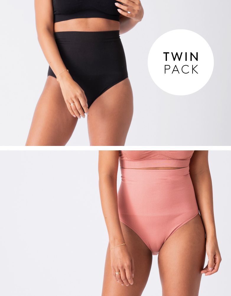 Women Seraphine Essentials Twin Pack Post Maternity Shaping Briefs – Black & Terracotta