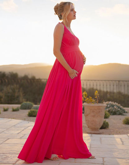Women Seraphine Formal Dresses Maxi-Length Maternity-To-Nursing Dress With Pleat Details