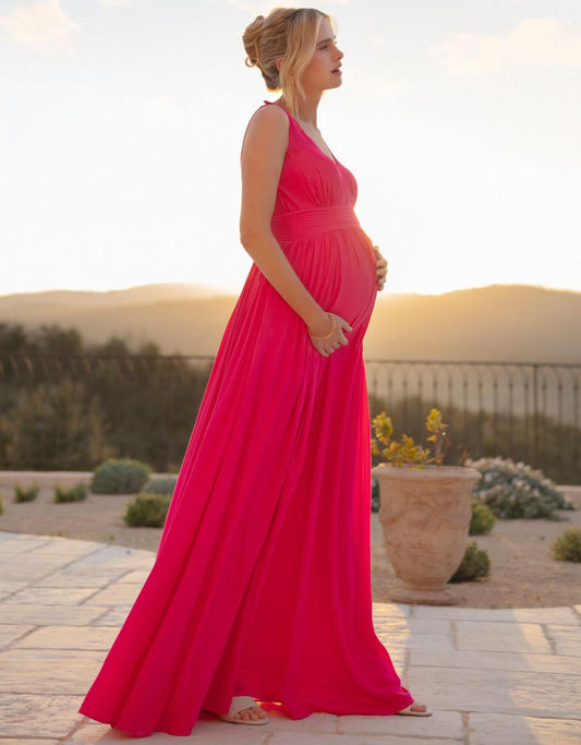 Women Seraphine Formal Dresses Maxi-Length Maternity-To-Nursing Dress With Pleat Details