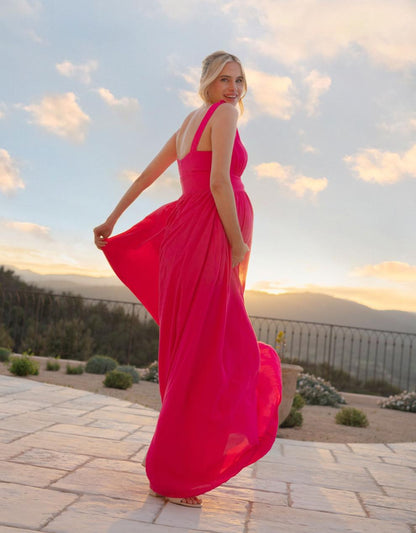 Women Seraphine Formal Dresses Maxi-Length Maternity-To-Nursing Dress With Pleat Details
