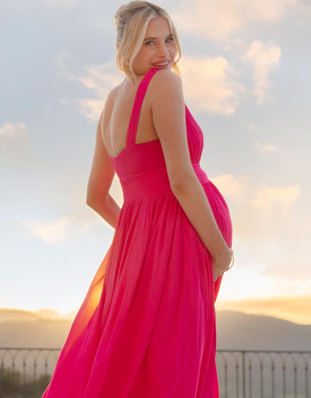 Women Seraphine Formal Dresses Maxi-Length Maternity-To-Nursing Dress With Pleat Details