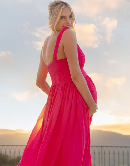Women Seraphine Formal Dresses Maxi-Length Maternity-To-Nursing Dress With Pleat Details