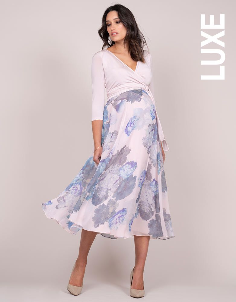 Women Seraphine Formal Dresses Pastel Floral Wrap Midi Maternity Dress