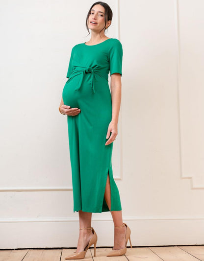 Women Seraphine Formal Dresses Tie-Front Ponte Roma Jersey Maternity Dress
