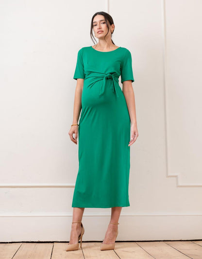 Women Seraphine Formal Dresses Tie-Front Ponte Roma Jersey Maternity Dress