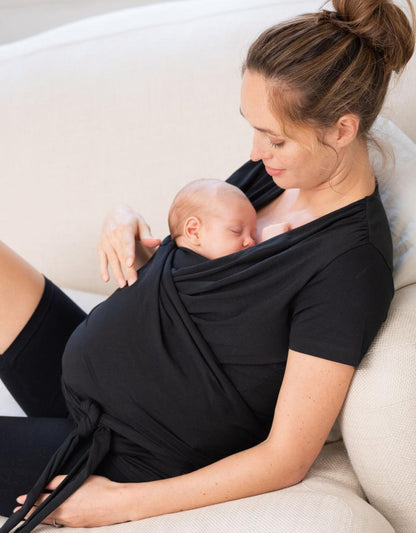 Women Seraphine Hoodies & Tops Black Cotton Short-Sleeve Skin To Skin Top