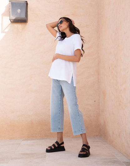 Women Seraphine Jeans Cropped Straight Wide-Leg Maternity Jeans