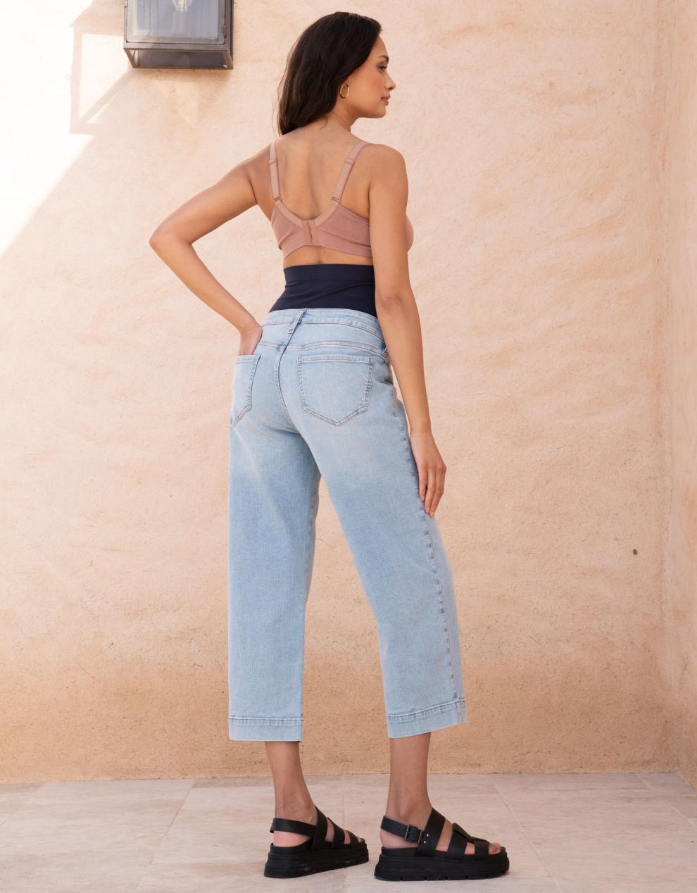 Women Seraphine Jeans Cropped Straight Wide-Leg Maternity Jeans