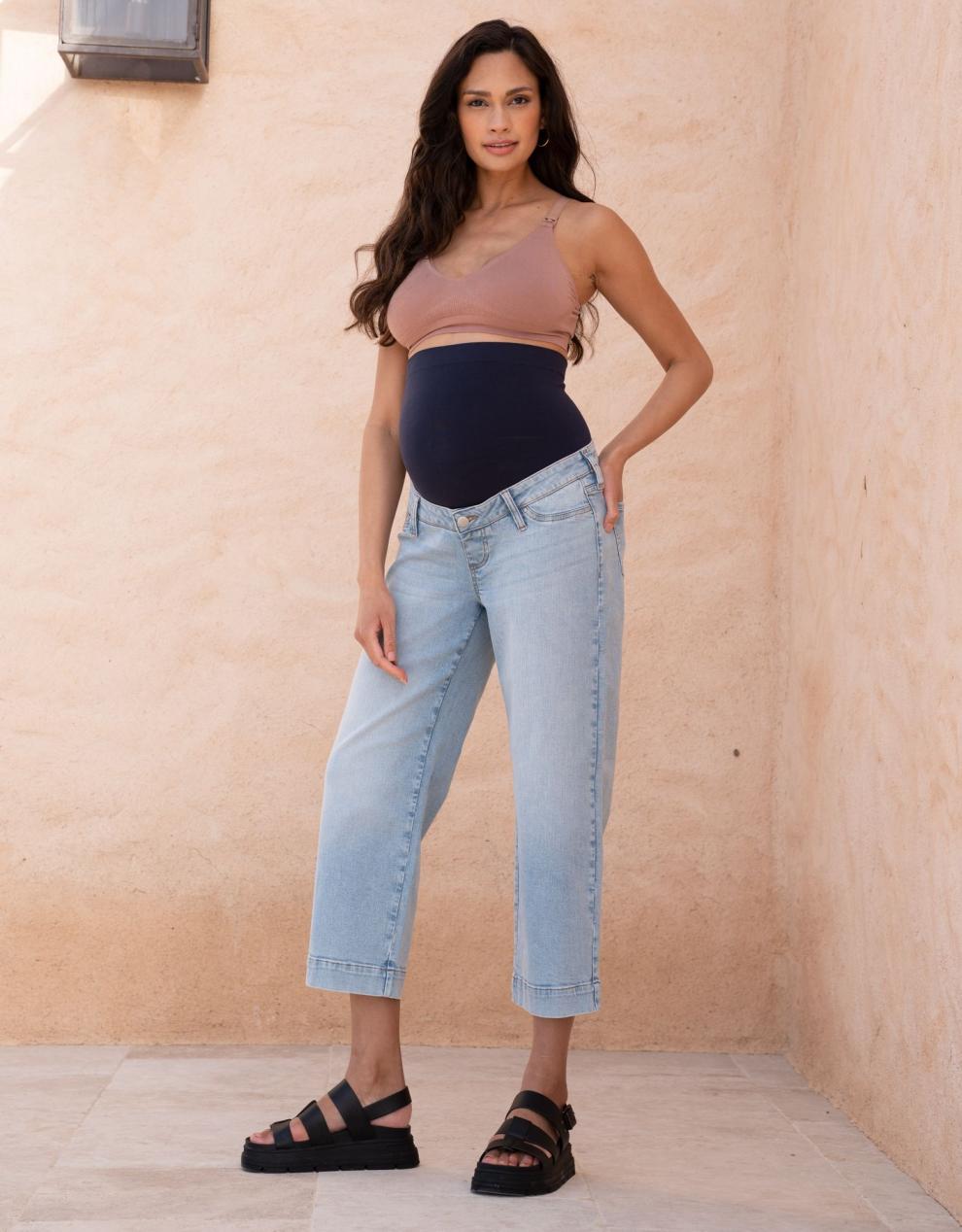 Women Seraphine Jeans Cropped Straight Wide-Leg Maternity Jeans