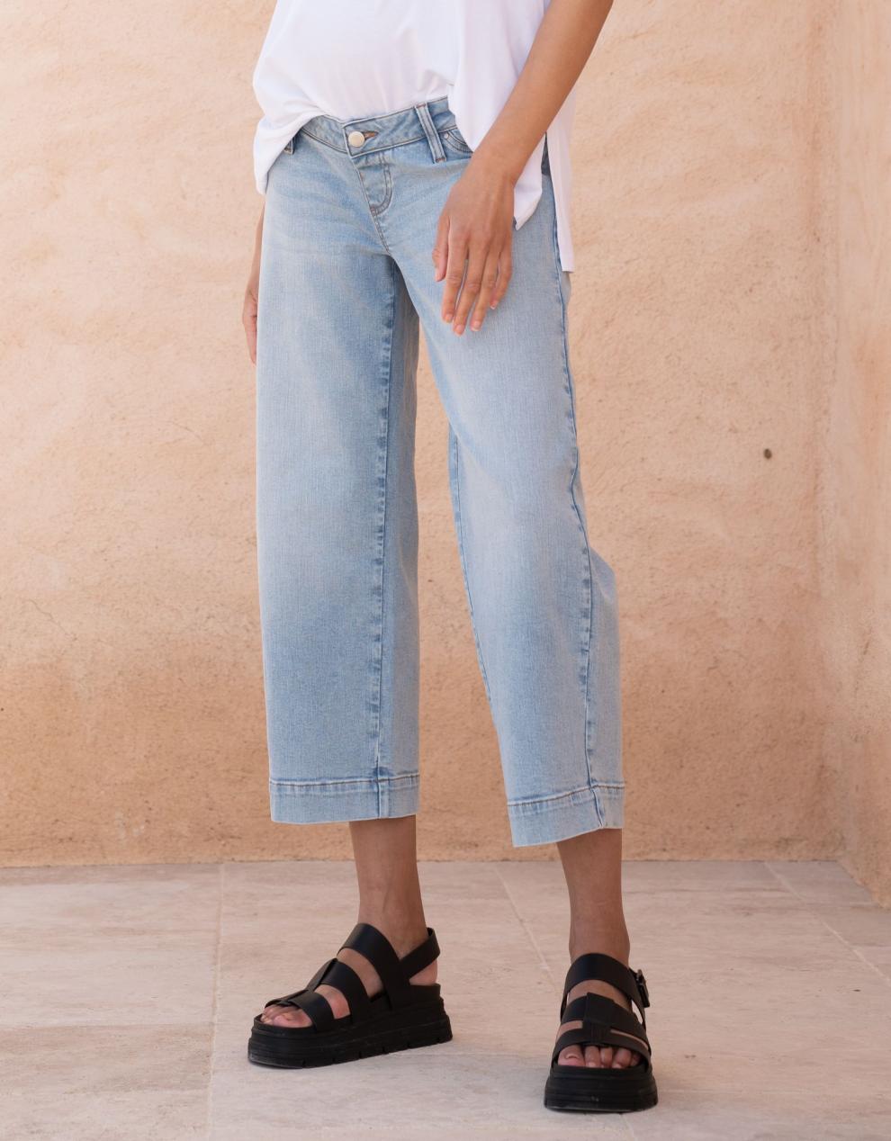 Women Seraphine Jeans Cropped Straight Wide-Leg Maternity Jeans