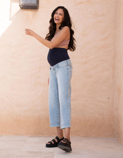 Women Seraphine Jeans Cropped Straight Wide-Leg Maternity Jeans