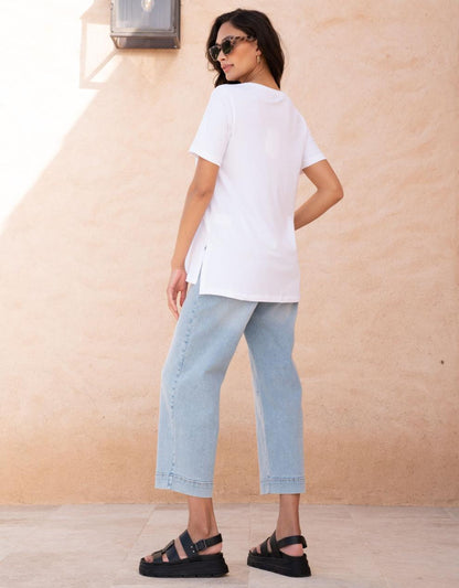 Women Seraphine Jeans Cropped Straight Wide-Leg Maternity Jeans