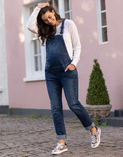 Women Seraphine Jeans Denim Maternity Overalls