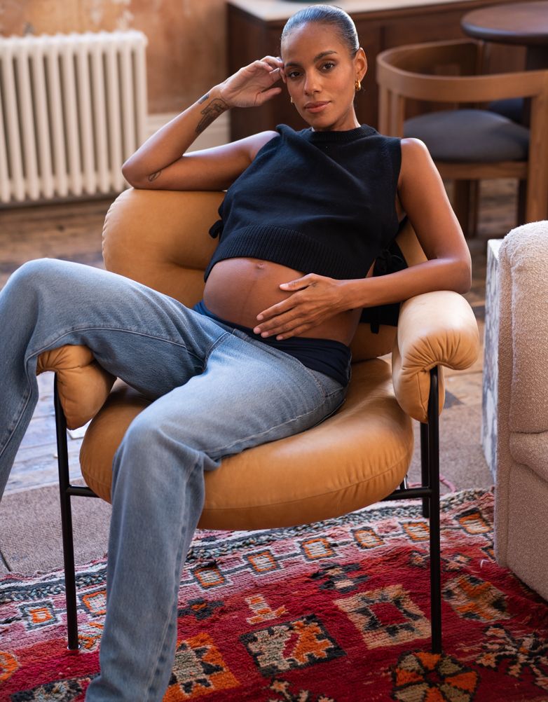 Women Seraphine Jeans Organic Mid Bump Wide Leg Maternity Jeans