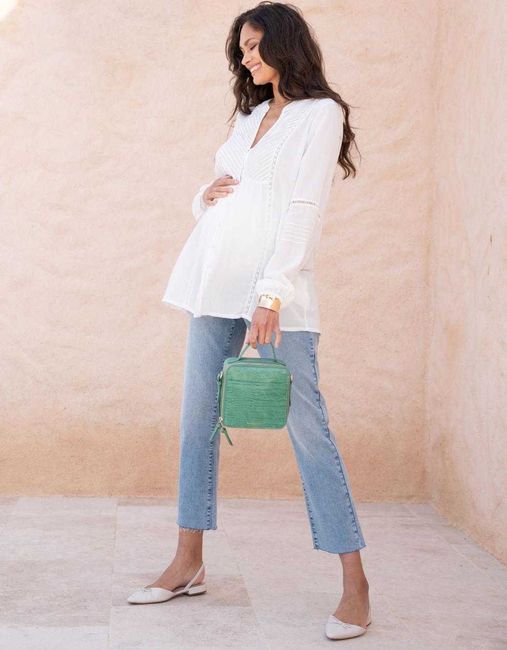 Women Seraphine Jeans Over Bump Frayed Hem Maternity Jeans