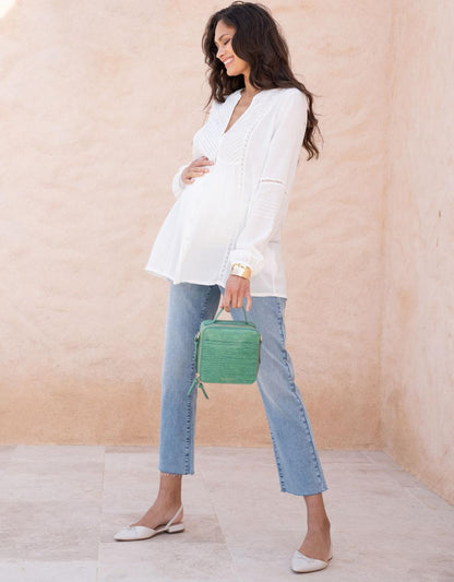 Women Seraphine Jeans Over Bump Frayed Hem Maternity Jeans