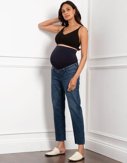 Women Seraphine Jeans Tapered Frayed Hem Maternity Jeans