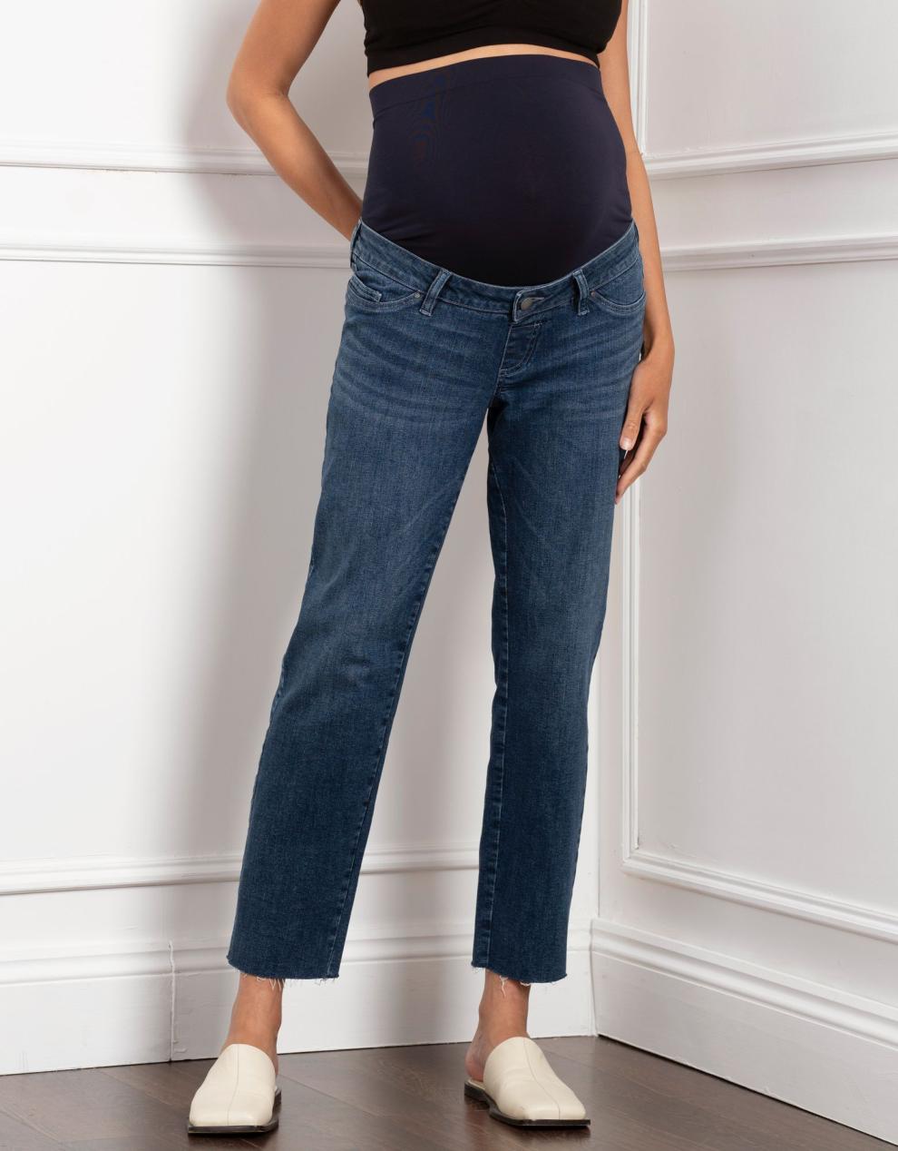 Women Seraphine Jeans Tapered Frayed Hem Maternity Jeans