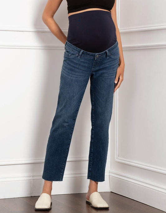 Women Seraphine Jeans Tapered Frayed Hem Maternity Jeans