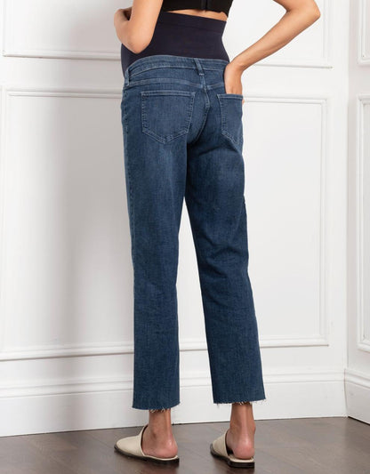 Women Seraphine Jeans Tapered Frayed Hem Maternity Jeans