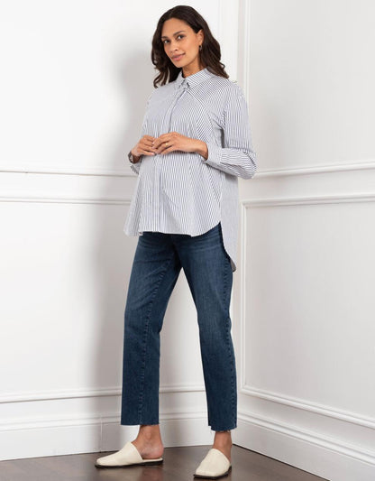 Women Seraphine Jeans Tapered Frayed Hem Maternity Jeans