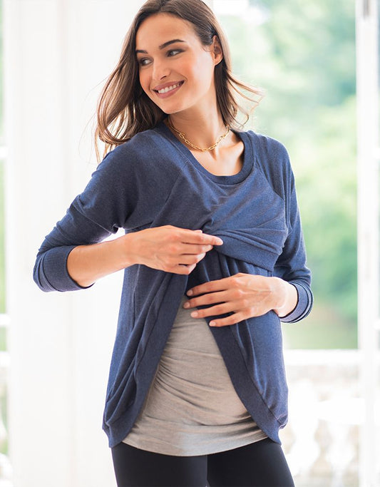 Women Seraphine Jumpers & Knitwear Blue Maternity & Nursing Sweatshirt