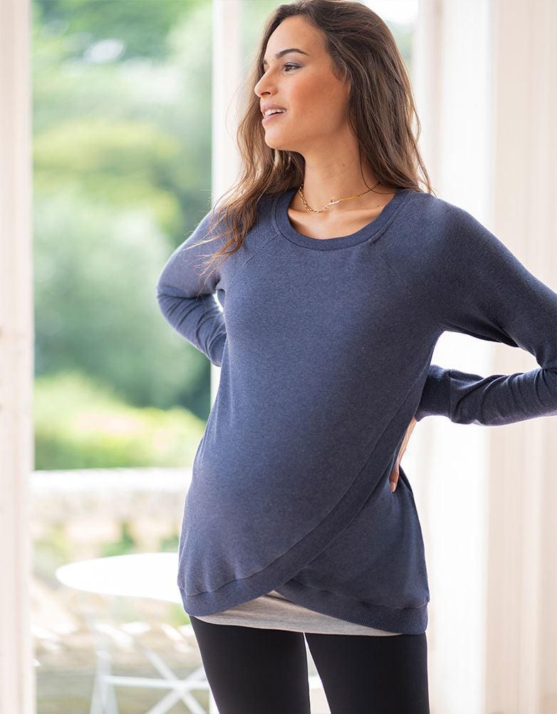 Women Seraphine Jumpers & Knitwear Blue Maternity & Nursing Sweatshirt