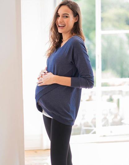 Women Seraphine Jumpers & Knitwear Blue Maternity & Nursing Sweatshirt