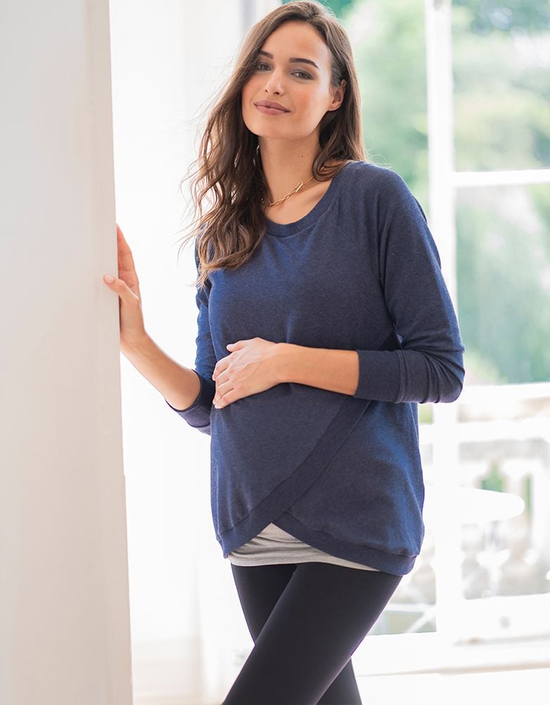 Women Seraphine Jumpers & Knitwear Blue Maternity & Nursing Sweatshirt