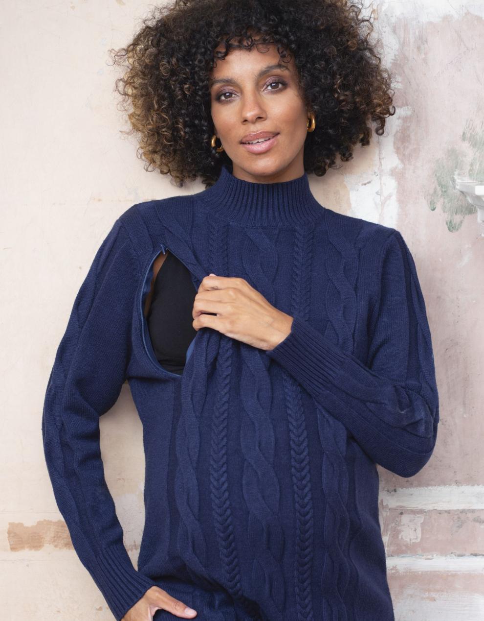 Women Seraphine Jumpers & Knitwear Cable Knit Maternity & Nursing Tunic