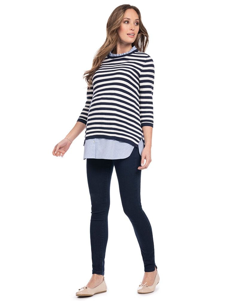 Women Seraphine Jumpers & Knitwear Cotton Maternity & Nursing Sweater With Detachable Collar
