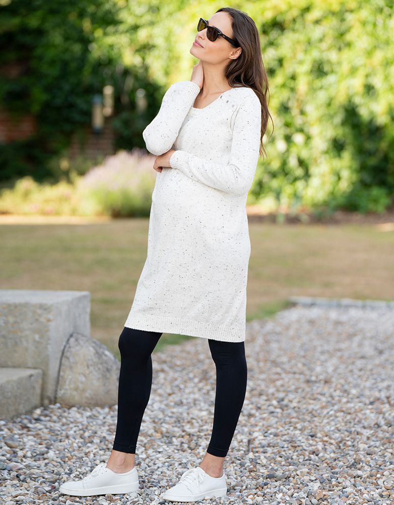 Women Seraphine Jumpers & Knitwear Cream Cotton Blend Maternity & Nursing Sweater Dress