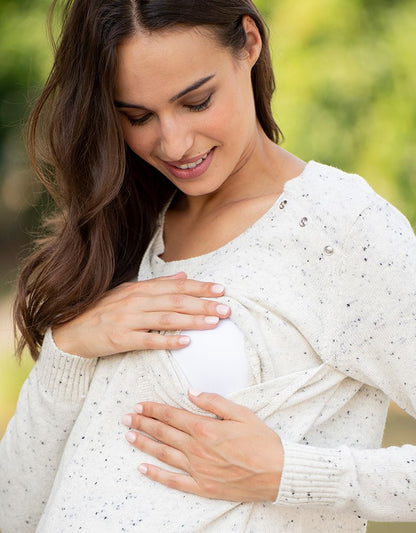 Women Seraphine Jumpers & Knitwear Cream Cotton Blend Maternity & Nursing Sweater Dress