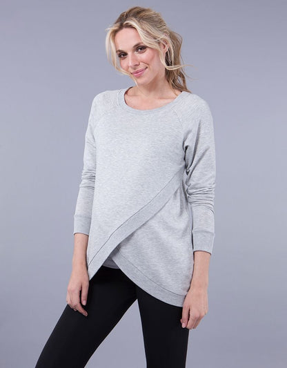 Women Seraphine Jumpers & Knitwear Grey Cotton Blend Maternity & Nursing Sweatshirt