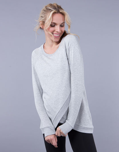 Women Seraphine Jumpers & Knitwear Grey Cotton Blend Maternity & Nursing Sweatshirt