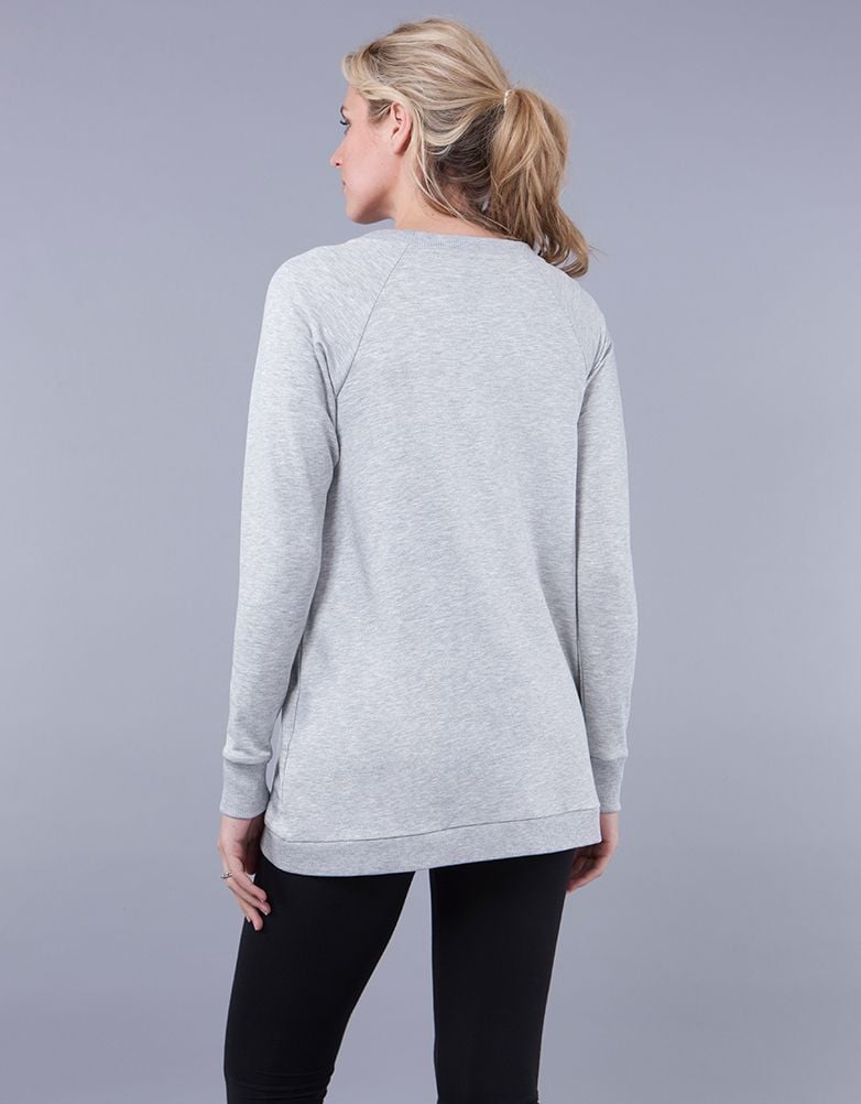 Women Seraphine Jumpers & Knitwear Grey Cotton Blend Maternity & Nursing Sweatshirt