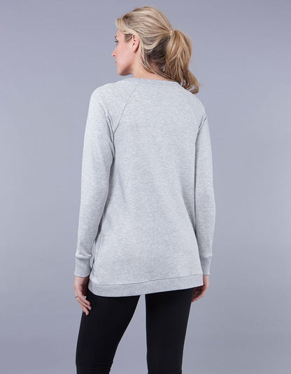 Women Seraphine Jumpers & Knitwear Grey Cotton Blend Maternity & Nursing Sweatshirt