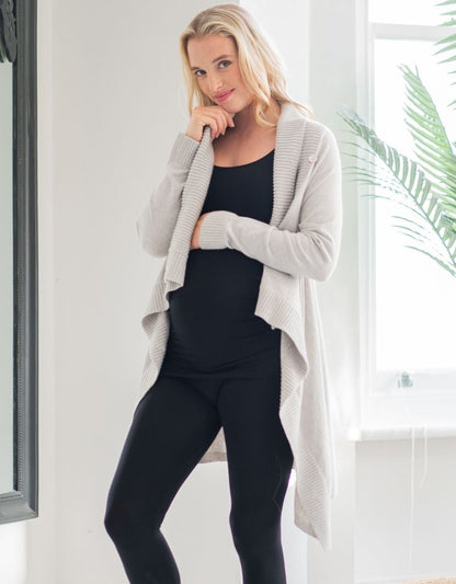 Women Seraphine Jumpers & Knitwear Grey Cotton & Cashmere Waterfall Maternity Cardigan