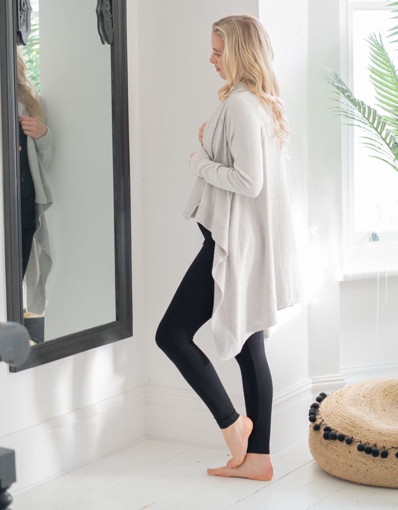 Women Seraphine Jumpers & Knitwear Grey Cotton & Cashmere Waterfall Maternity Cardigan