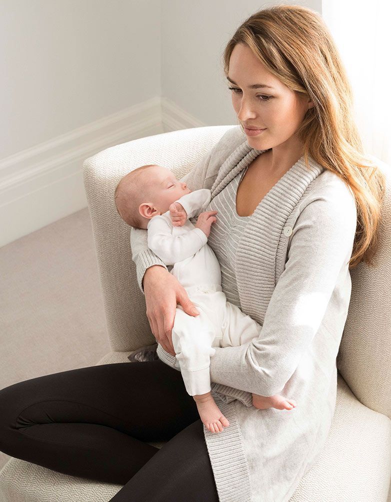 Women Seraphine Jumpers & Knitwear Grey Cotton & Cashmere Waterfall Maternity Cardigan