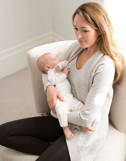 Women Seraphine Jumpers & Knitwear Grey Cotton & Cashmere Waterfall Maternity Cardigan