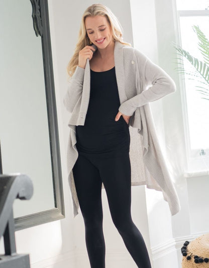 Women Seraphine Jumpers & Knitwear Grey Cotton & Cashmere Waterfall Maternity Cardigan