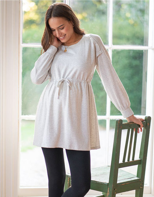 Women Seraphine Jumpers & Knitwear Grey Marl Sweatshirt Maternity & Nursing Tunic