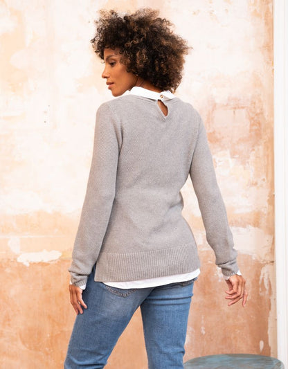 Women Seraphine Jumpers & Knitwear Mock Shirt Cotton Mix Maternity & Nursing Sweater