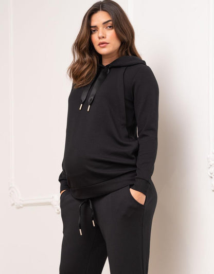 Women Seraphine Jumpers & Knitwear Modal Blend Black Maternity & Nursing Hoodie