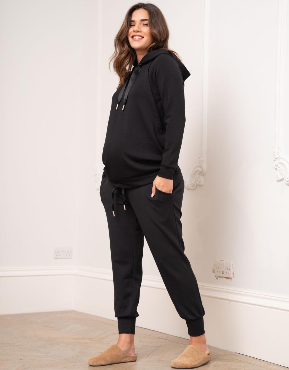 Women Seraphine Jumpers & Knitwear Modal Blend Black Maternity & Nursing Hoodie