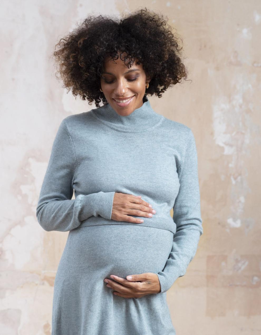 Women Seraphine Jumpers & Knitwear Sage Wool Blend Maternity & Nursing Sweater Dress