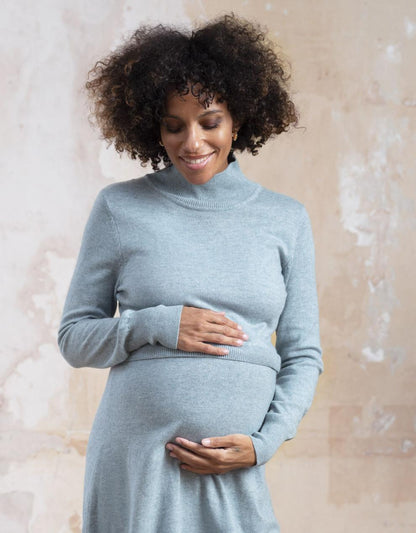 Women Seraphine Jumpers & Knitwear Sage Wool Blend Maternity & Nursing Sweater Dress