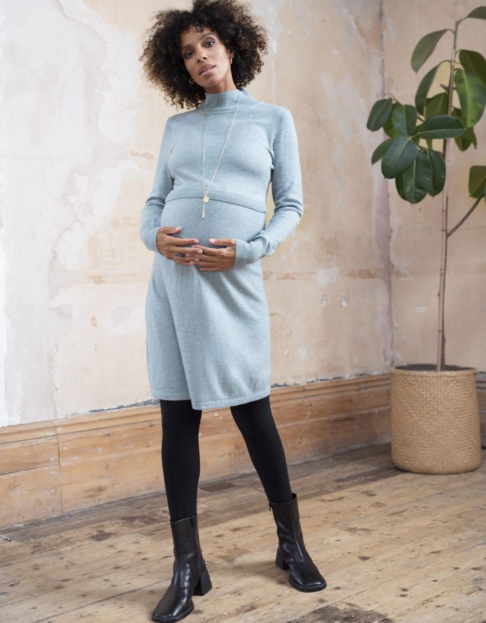 Women Seraphine Jumpers & Knitwear Sage Wool Blend Maternity & Nursing Sweater Dress